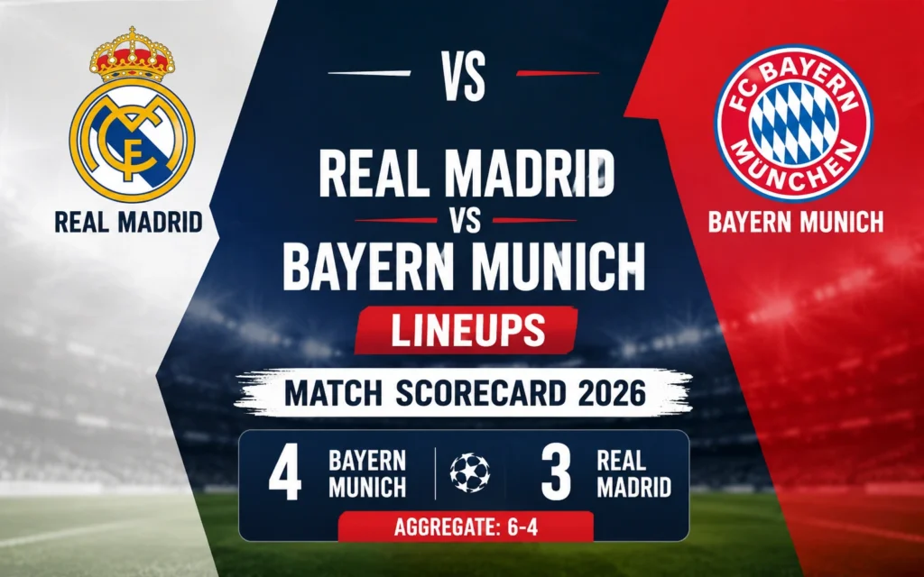 Real Madrid vs Bayern Munich Lineups: Complete Match Scorecard, Goals & Tactical Analysis (2026) Real Madrid vs Bayern Munich Lineups: Complete Match Scorecard, Goals & Tactical Analysis (2026)
