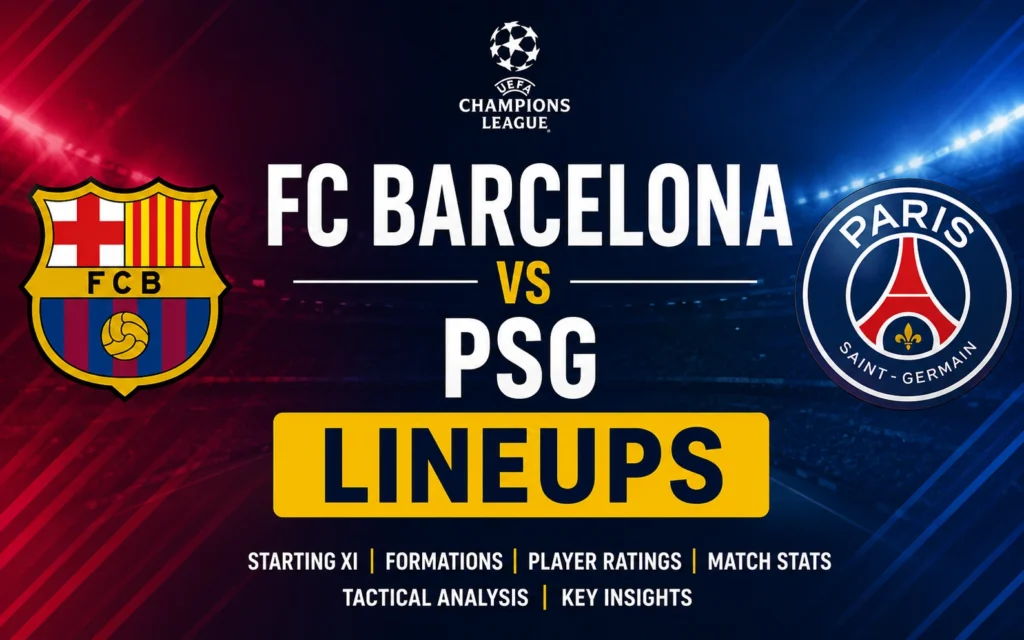 FC Barcelona vs PSG Lineups: Complete Starting XI, Tactical Formations, Player Ratings, Match Stats & Full Analysis of PSG’s Dramatic 2-1 Victory